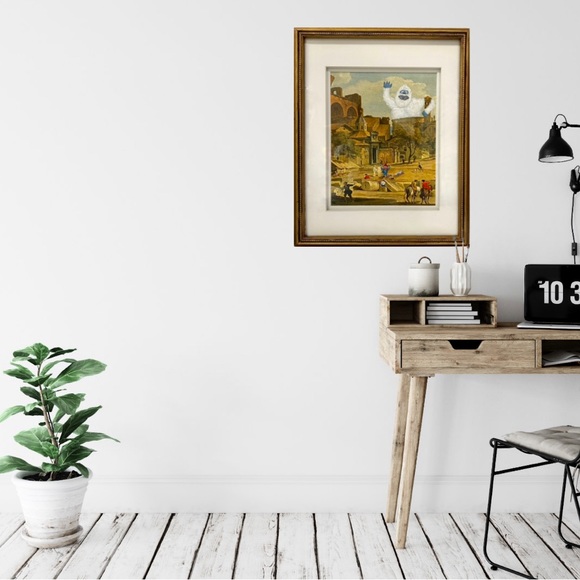 ALTERED Reimagined Thrift Store Find Framed Christmas Rudolph Reindeer Decor - Picture 5 of 10